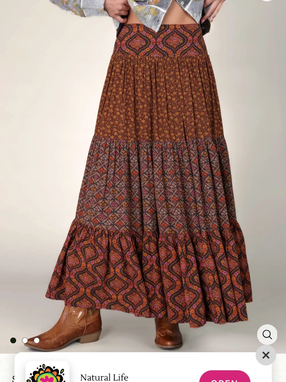 NATURAL LIFE Dark Blue Floral Convertible Maxi Skirt / Dress - Picture 5 of 5